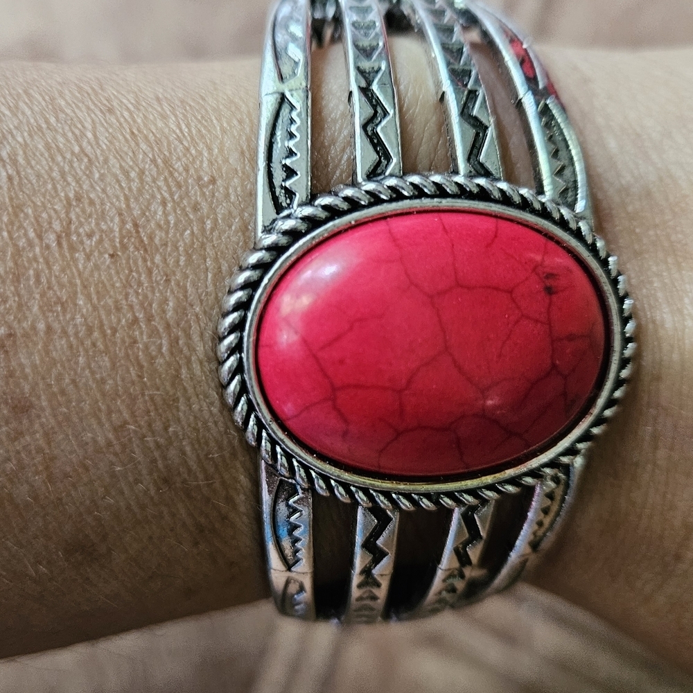 & Other Stories Silver Bracelet with Pink Stone